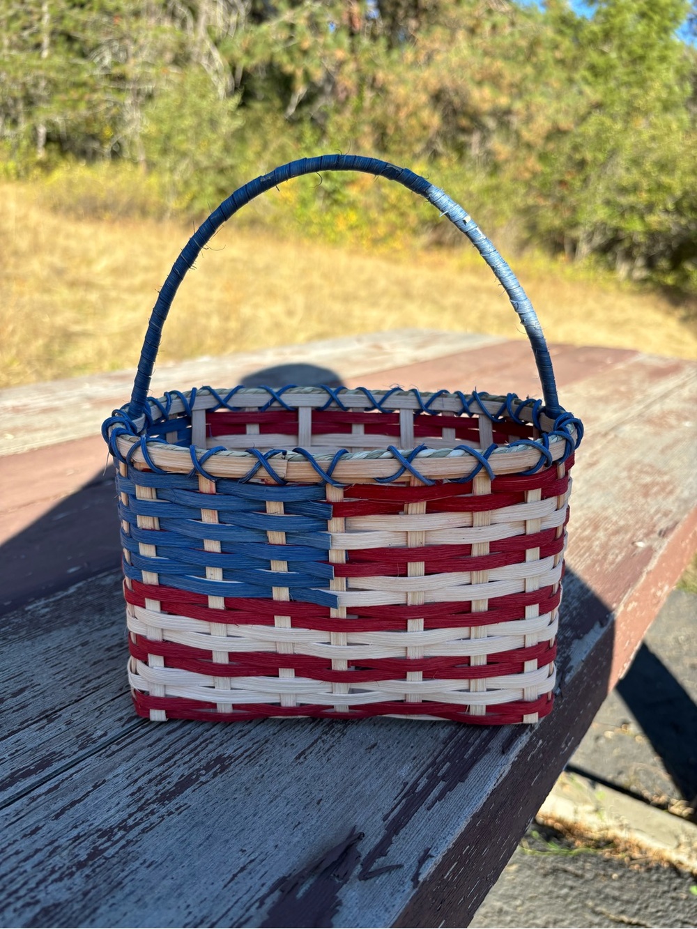 Handwoven Mini Basket Purse - Red White Blue